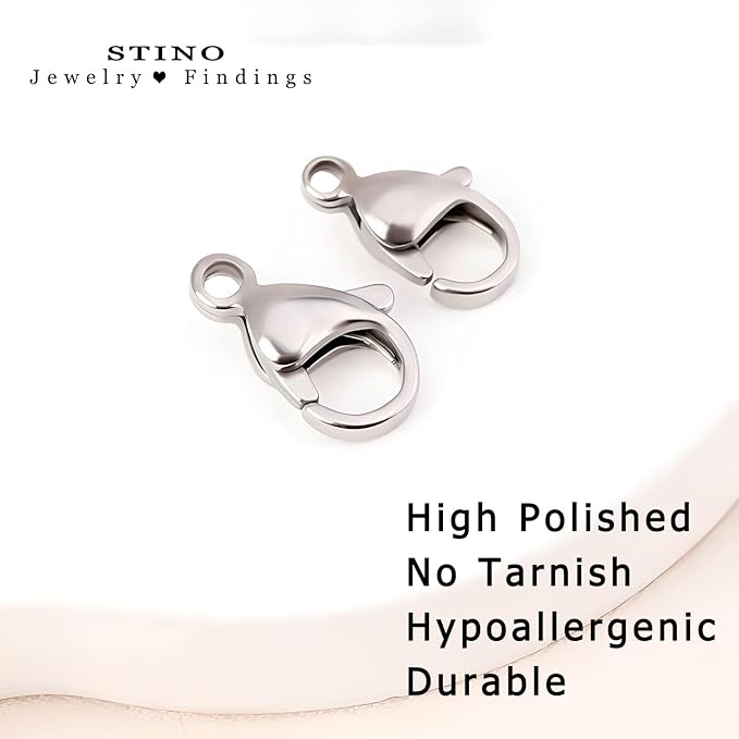 90Pcs Fadeless Lobster Claw Clasps (10mm) & Jump Rings for Jewelry Making, Necklace Bracelet Findings & Supplies (Stainless Steel)