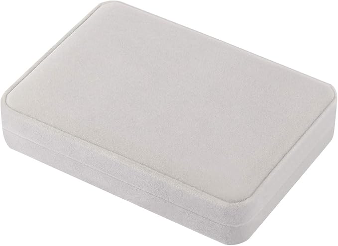 LETURE Large Velvet Jewelry Set Box, Big Necklace and Ring Earring Pendant Gift Box, Pearl Necklace/Chunky Necklace Jewelry Storage Case (Grey)