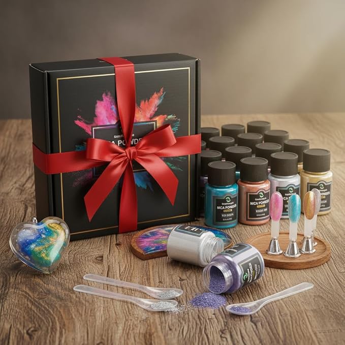 Smalltongue Mica Powder for Epoxy Resin, 36 Colors, 0.35 oz(10g) Bottles Mica Glitter, Pigment for Lip Gloss, Soap Making, Bath Bomb, Art Crafts, Resin Dye, Nails