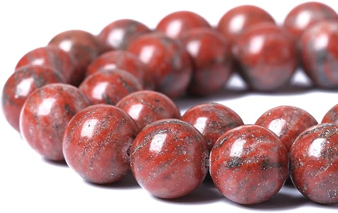 60pcs 6mm Natural Red Seasame Jasper Gemstone Beads Round Loose Spacer Beads for Jewelry Making DIY Bracelets Necklaces 15" (6mm, Red Seasame Jasper)