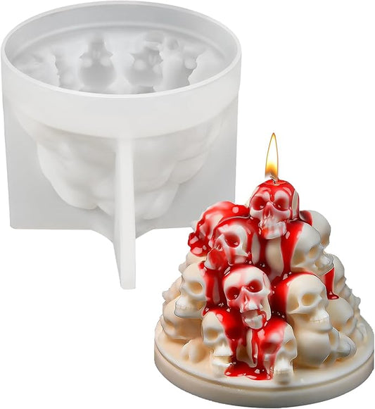 ZQYSING Skull Candle Molds for Candle Making, Halloween Silicone Mold for Epoxy Resin Candles Wax Soap Plaster Cement Concrete Home Party Decorations