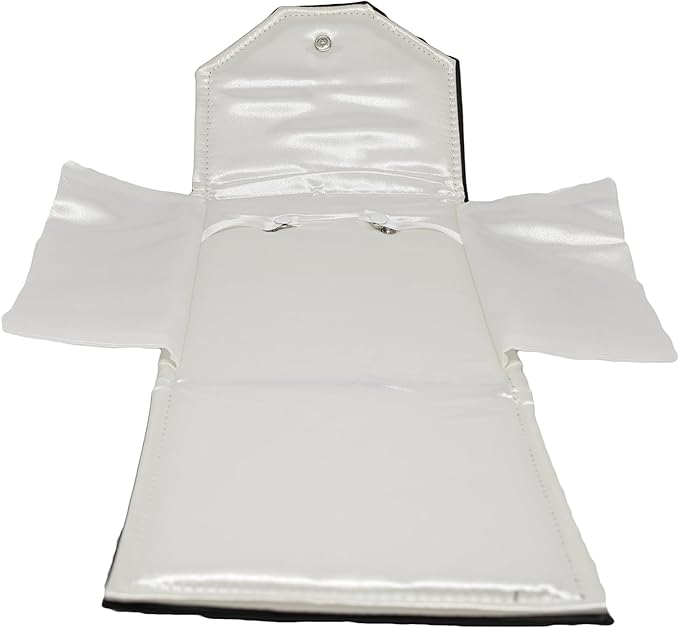 Novel Box Necklace Display Pearl Folder 8x6 inch Large Travel Jewelry Case - Wedding Jewelry Storage Holder with Smooth Finish - Jewelry Organizer Necklace Box - Black/White Stitched