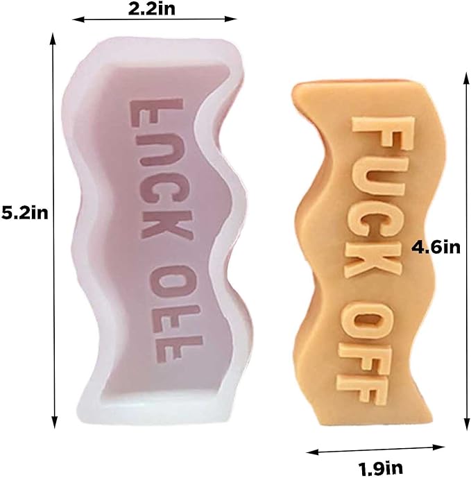 TOPYS Wave Alphabet Letter Pillar Silicone Candle Molds, DIY Casting Epoxy Letter Molds for Clay Resin Pendant Plaster Carving Making Aromatherapy White Elephant Gifts (Fuck Off)