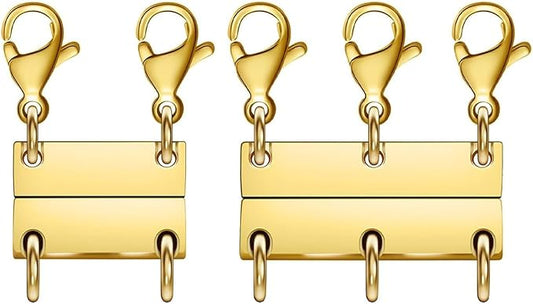 Layering Magnetic Necklace Clasps, Stainless Steel Chain Link Clasps, Multiple Necklace Clasp for Layered Look (2golden+3golden A)