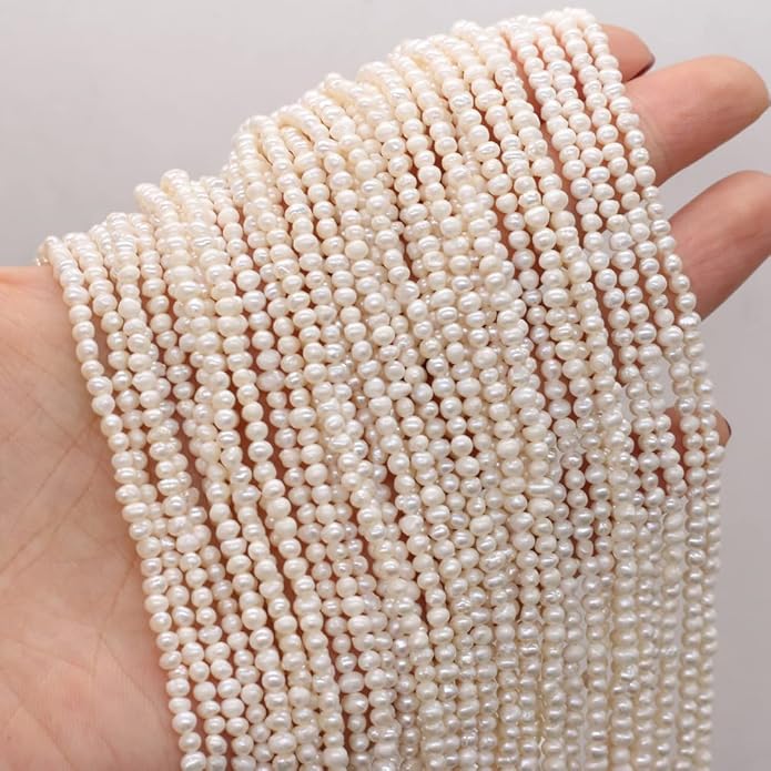 QSLLER Natural Mini Pearl Beads Potato Shape Freshwater Pearl for Women Jewelry Making 2-3mm