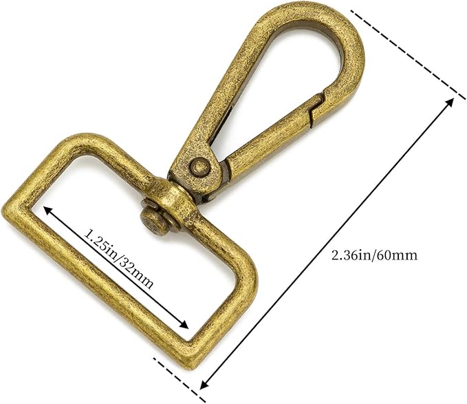 9 Pcs D Ring Swivel Lobster Claw Clasp Push Gate Snap Hooks Trigger Clips for DIY Crafts Keychain Purse Handbag Making,1-1/4 Inch Bronze