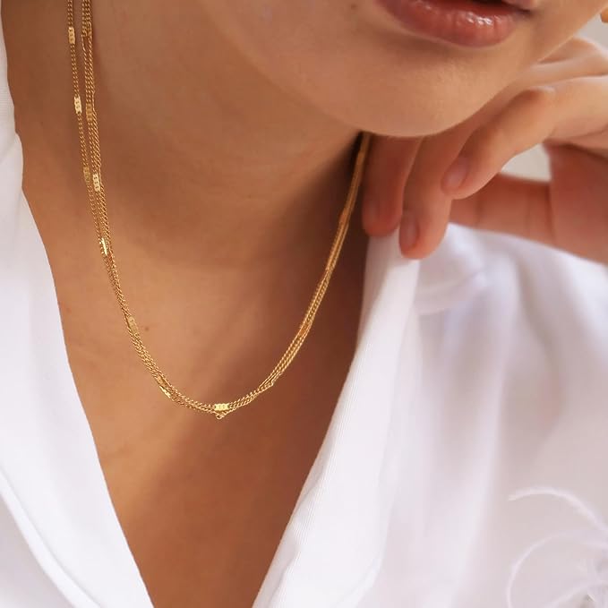 Kyutong 32.8 Feet Gold Plated Jewelry Making Chain on Spool Thin Flat Curb Chains Solid Stainless Steel Jewelry Chain for Necklace DIY with Jewelry Accessories