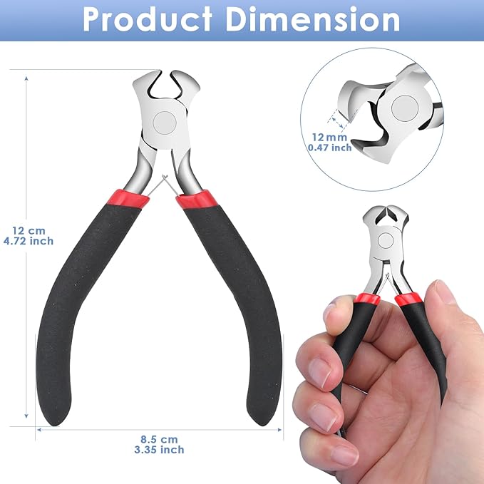 Jewelry Pliers, End Cutting Pliers End Nippers for Zipper Install Stops Repair
