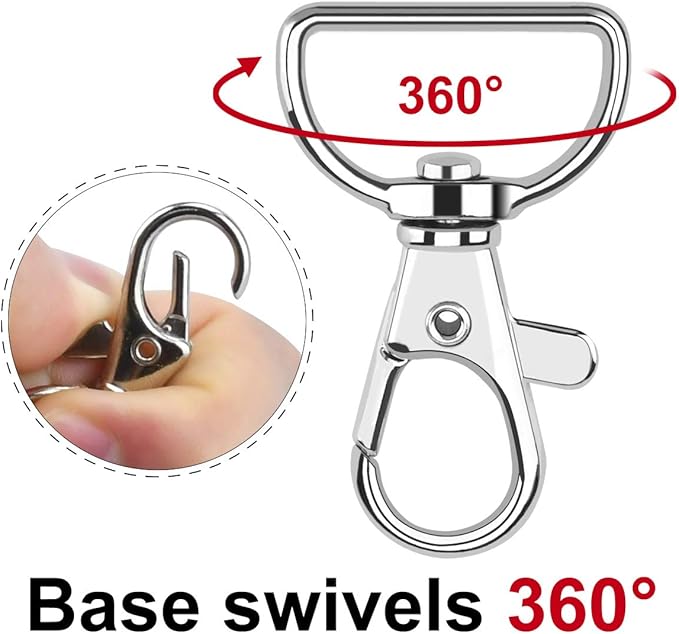 Swivel Snap Hook, 35 PCS Silver Lanyard Clips, Metal Lobster Claw Clasps Keychain Hook with 3/4 INCH D Ring for Macrame Keychain Swivel Clips for Making Key Fobs