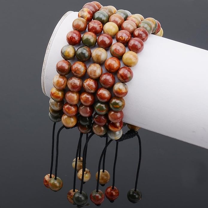 MASSIVE BEADS Natural Healing Power Gemstone Crystal Beads Unisex Adjustable Macrame Bracelets