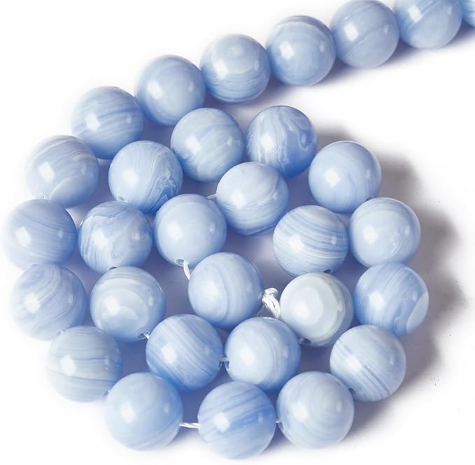 100pcs 10mm Blue Lace Agate Beads Natural Gemstone Beads Round Loose Beads for Jewelry Making