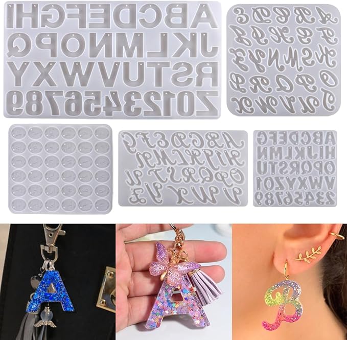 A-Z Letters Silicone Molds for Resin Crafts Keychain Molds Alphabet Epoxy Resin Molds Letter Silicone Mold 26 Alphabets Resin Jewelry Making Kit For DIY Earrings Bracelet Necklace Key Chains Bag Decor