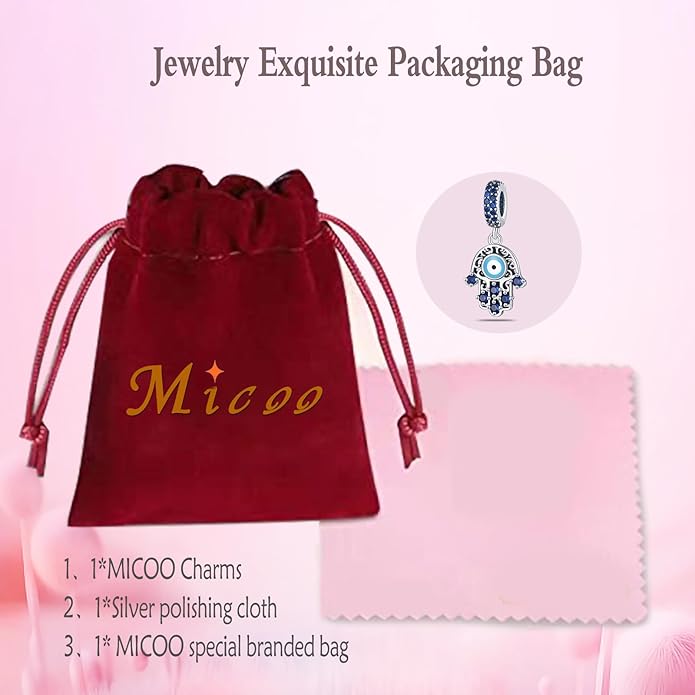 MICOO 925 Sterling Silver Charms for Bracelets and Necklaces Airplane Passport Dangle Pendants Evil Eye Butterfly Charms Beads Jewelry Gift for Women