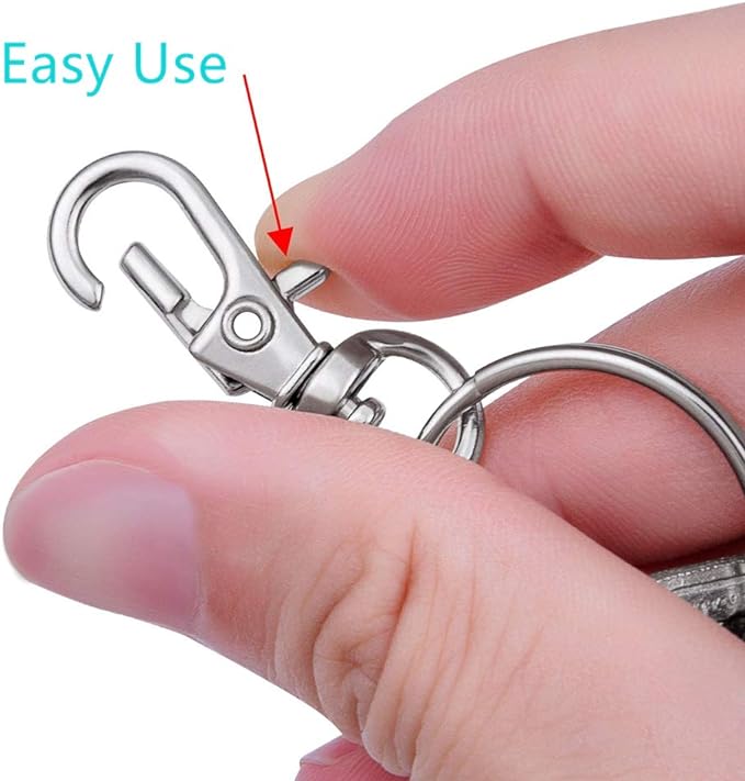 120PCS Premium Swivel Lanyard Snap Hook with Key Rings, Metal Keychain Hooks for Jewelry Making, Crafts (Silver)