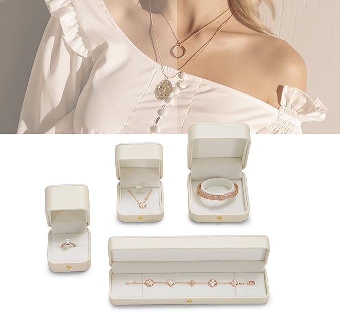 Premium White PU Leather Bracelet Bangle Gift Box Velvet Interior Jewelry Bracelet Storage Holder Box