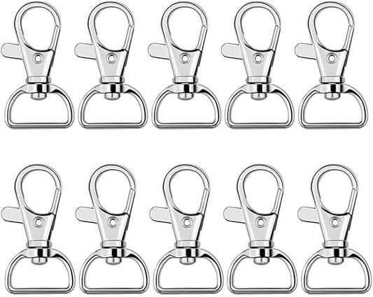 Swivel Snap Hook, 35 PCS Silver Lanyard Clips, Metal Lobster Claw Clasps Keychain Hook with 3/4 INCH D Ring for Macrame Keychain Swivel Clips for Making Key Fobs