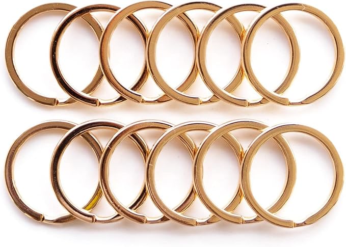 Key Rings Flat Split Keychain Bulk – Heavy Duty 1.18" (30 mm) Keyring – Organize Fast for Car & Home, Lanyards, School/Office/DIY – Metal Dog Tag Rings – Silver/Gold/Rainbow/Gunmetal