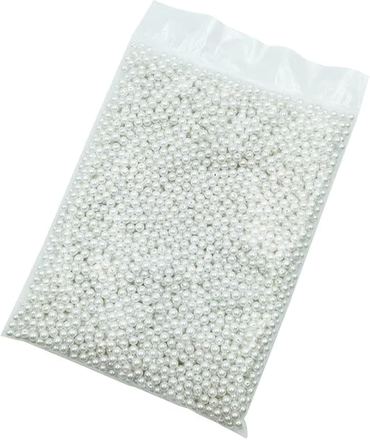 INSPIRELLE 3000pcs 6mm White Art Faux Pearl Beads ABS Round Loose Spacer Beads for DIY Craft Necklaces Bracelets Jewelry Making
