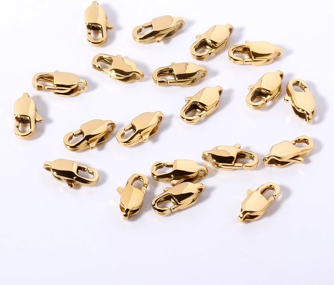 15PCS 16MM Gold Lobster Clasps, 18K PVD Gold Plated 316 Stainless Steel Lobster Claw Clasps Bulk for Necklace Bracelet Jewelry Making DIY Craft