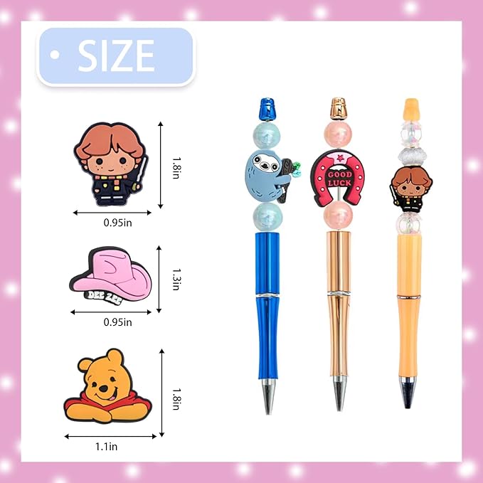 65Pcs Focal Beads for Pens, Random Cute Character Focal Beads for Keychains Making DIY Bracele Jewelry Making, Only Applicable to Adults