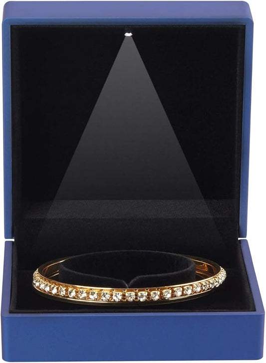 Luxury LED Light Bracelet Gift Box, Velvet Jewelry Bangle Box Storage Case Organizer Holder for Wedding, Engagement, Proposal, Birthday and Anniversary (Blue)