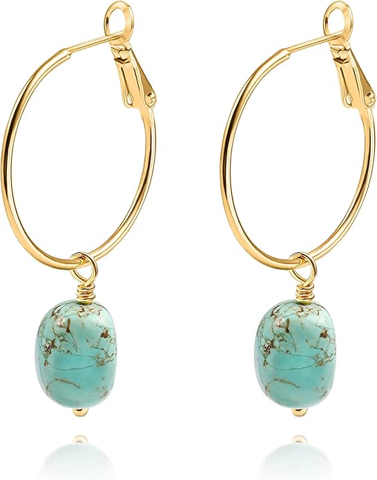 Gold Plated Huggie Hoop Earrings with Charms Fashion Pearl Drop Dangle Earrings for Women Handmade Karma Circle Jewelry for Ladies Lightweight Pearl Earrings on Christmas