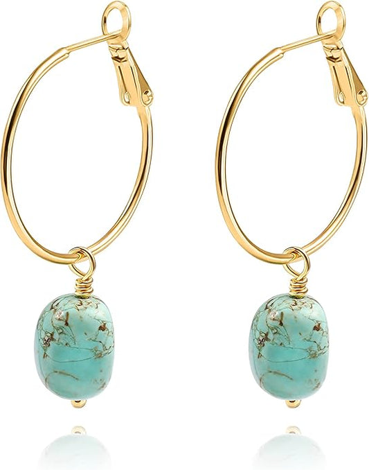 Gold Plated Huggie Hoop Earrings with Charms Fashion Pearl Drop Dangle Earrings for Women Handmade Karma Circle Jewelry for Ladies Lightweight Pearl Earrings on Christmas