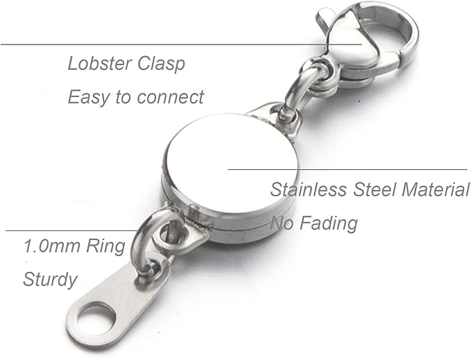 Zpsolution Stainless Steel Locking Magnetic Necklace Clasps and Closures, 18K Gold and Silver Plated Magnetic Clasps for Jewelry Making