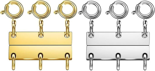 Layering Magnetic Necklace Clasps, Stainless Steel Chain Link Clasps, Multiple Necklace Clasp for Layered Look (3golden+3silvery B)
