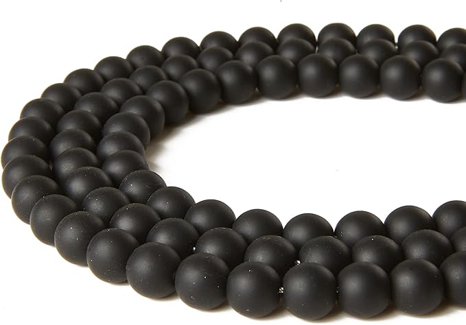 100pcs 8mm Matte Black Beads Natural Gemstone Beads Round Loose Beads for Jewelry Making