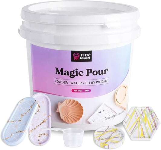 LET'S RESIN Resin Casting Powders 3000g, Fast Cured Casting Resin Kit for Beginners,20~30 Minutes De-Mold, Water Activated Plaster Powder Kit for Molds, Easy Mixing & Self Leveling