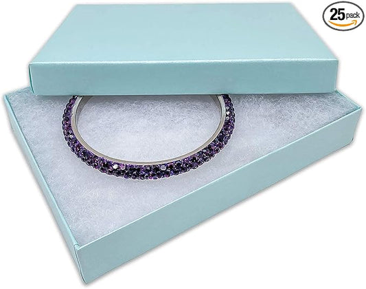 TheDisplayGuys - 25-Pack #53 Cotton Filled Cardboard Paper Jewelry Boxes Gift Case - Pearl Teal (5.4" x 3.9" x 1.0") - for Shipping or Storage