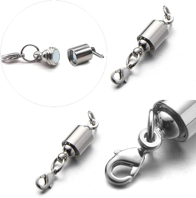 Zpsolution Screw Locking Magnetic Necklace Clasps Safety Magnetic Jewelry Clasps and Closures 6mm Silver
