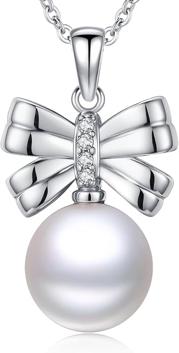 Pearl Pendant Necklace for Women,925 Sterling Silver Pendant Jewelry,Anniversary Christmas Birthday Valentines Gifts for Wife, Mom, Dauhter, Girlfriend,Her