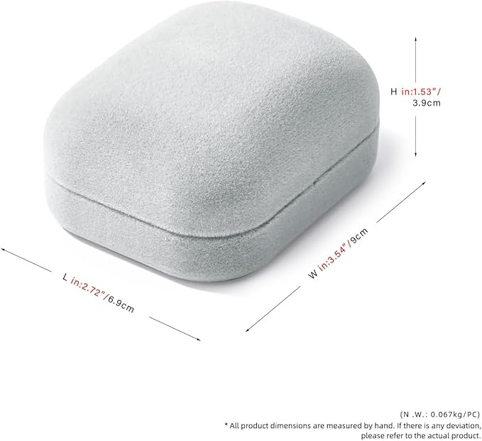 Velvet Necklace Box - Jewelry Case for Pendant, Birthday, Wedding, Mother's Day, Valentine's Day Gift (Grey)