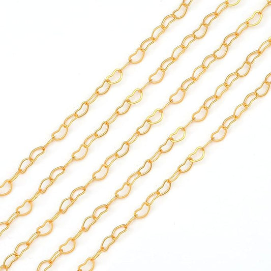 BEADIA 18K Gold Plated Heart O Chains 3.0mm 2 Meters for Jewelry Making Findings