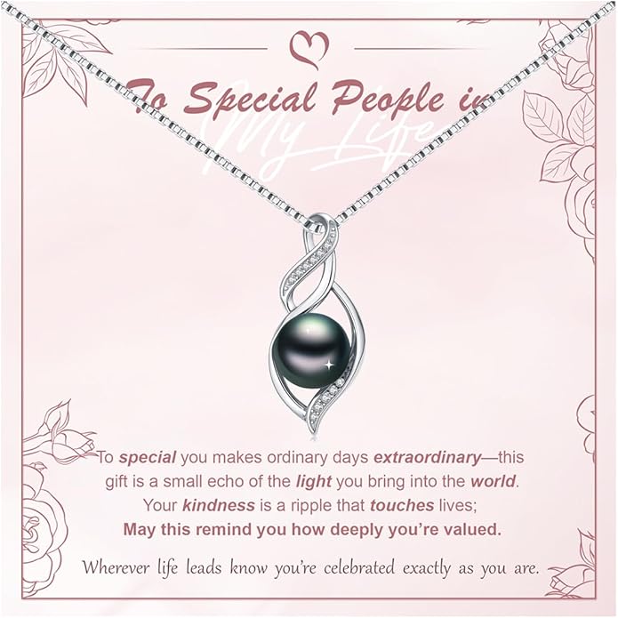 Tahitian Black Pearl AAAA 18K Gold Plated Sterling Silver Pendant Necklace for Women Wife Mom Girlfriend Valentine Her Jewelry Gift for Anniversary Birthday Christmas