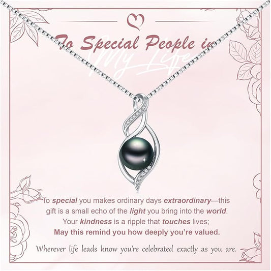 Tahitian Black Pearl AAAA 18K Gold Plated Sterling Silver Pendant Necklace for Women Wife Mom Girlfriend Valentine Her Jewelry Gift for Anniversary Birthday Christmas