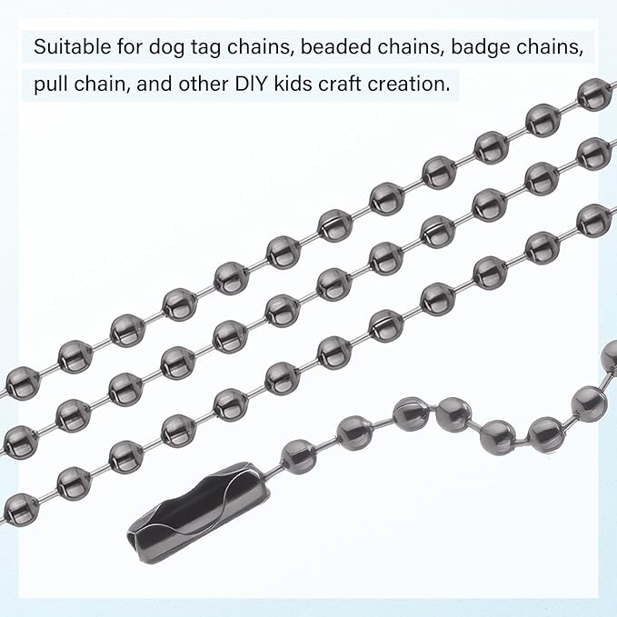 Hicarer 200 Pack Colored Bead Keychain Metal Hanging Chains 4.72 Inch Keychains Necklace Connector for Hanging Ornament Jewelry Tag (Metallic Color)