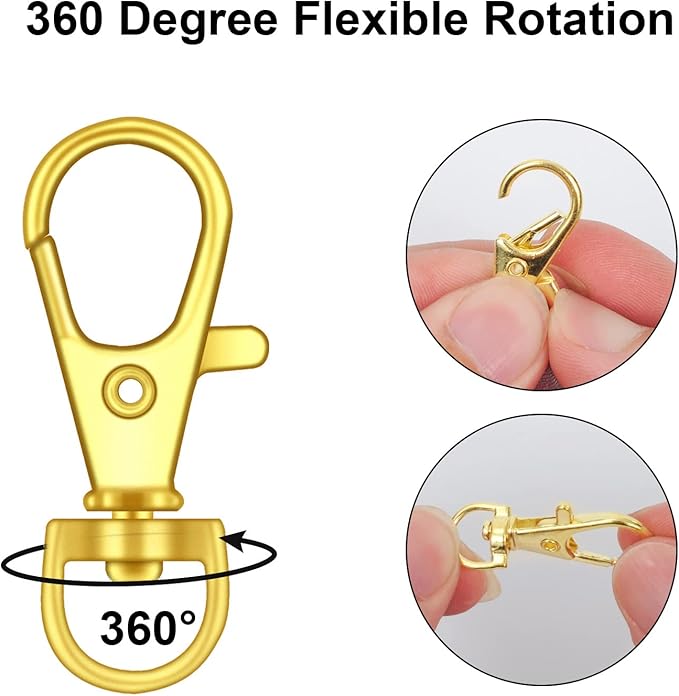 120PCS Premium Swivel Lanyard Snap Hook with Key Rings, Metal Keychain Hooks for Jewelry Making, Crafts (Gold)