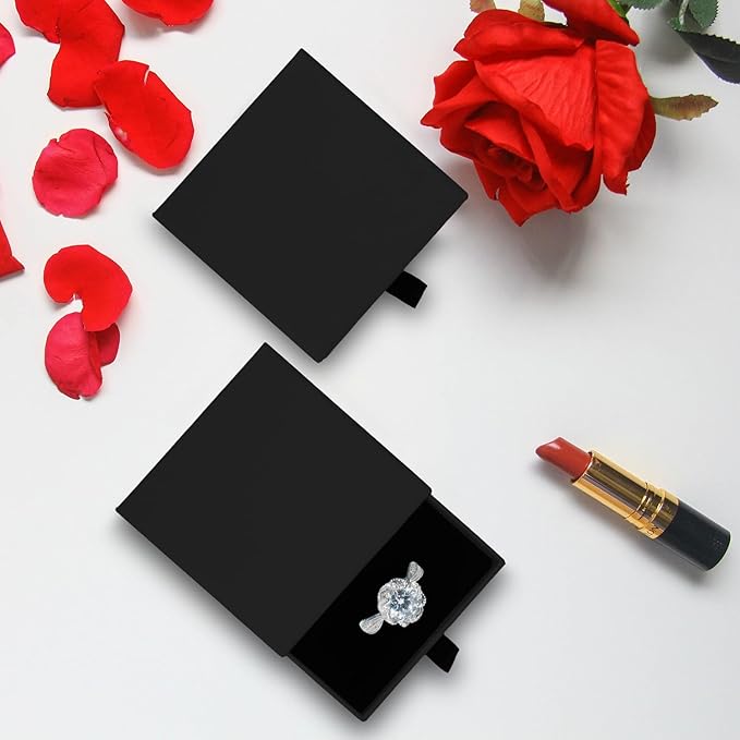 Coobbar Luxury Velvet-Lined Jewelry Gift Box 12-Pack, Compact Drawer Style Organizer for Earrings & Rings, Elegant Bracelet Display Box, Small Jewelry Storage Box, 3.5x3.5x1.26 Inches (Black)