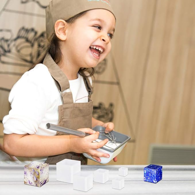 5 PCS Square Resin Moulds Silione, FineGood Epoxy Resin Casting Molds DIY Box Resin Mold Silicone Resin Kit Mold for Cup Candle Soap