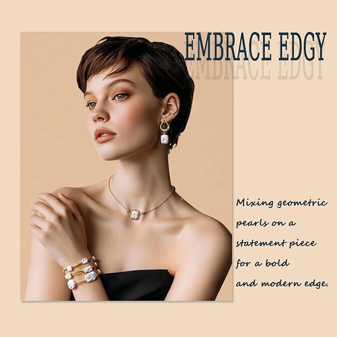 20pcs 9-10mm Round Baroque Pearl Beads, White Freshwater Pearls for Jewelry Making, Bracelets, Necklaces and DIY Craft