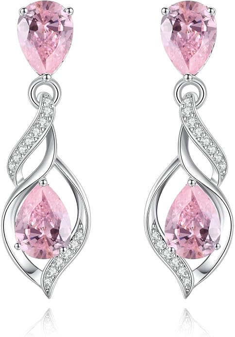 FANCIME Gift for Women Birthstone Earrings for Her Teardrop Birthstone Earrings S925 Sterling Silver infinity Love Birthday Gifts for Mom Women