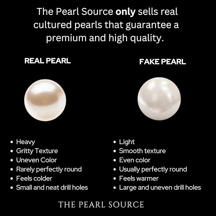 The Pearl Source 14K Gold 8-9mm AAA Quality Round White Freshwater Cultured Pearl Bracelet for Women