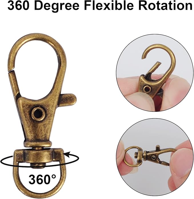 120PCS Premium Swivel Lanyard Snap Hook with Key Rings, Metal Keychain Hooks for Jewelry Making, Crafts (Bronze)