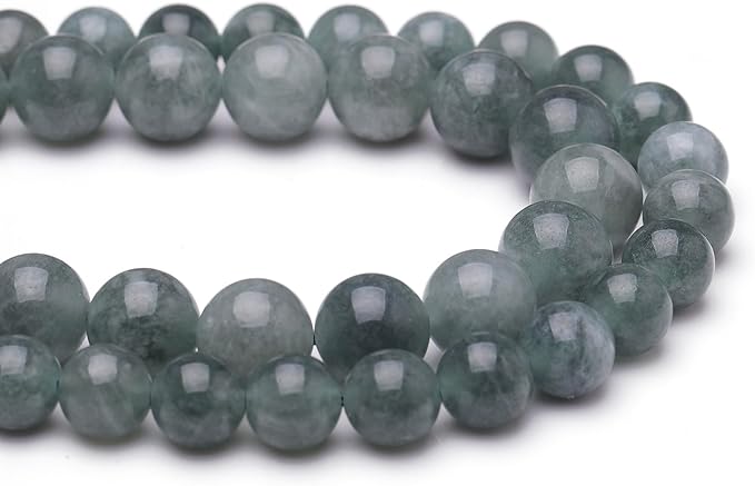 Natural Stone Beads for Jewelry Making,10mm Blue Jadeite Polished Smooth Round Gemstone Beads for Bracelet Necklace 15 Inch