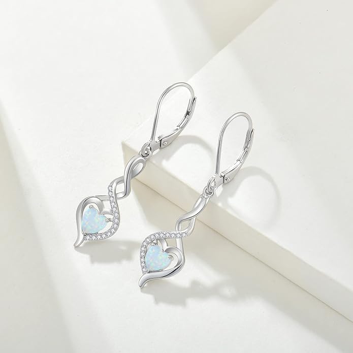 Starchenie Infinity Heart Earrings Sterling Silver Twisted Leverback Earring Gemstones Jewelry for Women