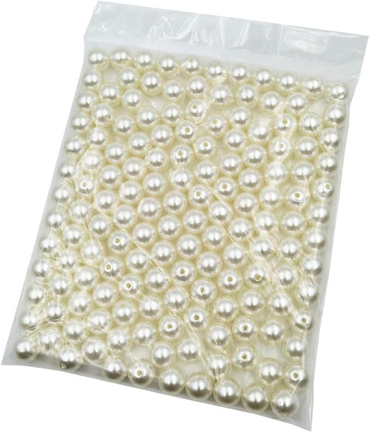 INSPIRELLE 140pcs Big Size 16mm Ivory Art Faux Pearl Beads ABS Round Loose Spacer Beads for DIY Craft Necklaces Bracelets Jewelry Making