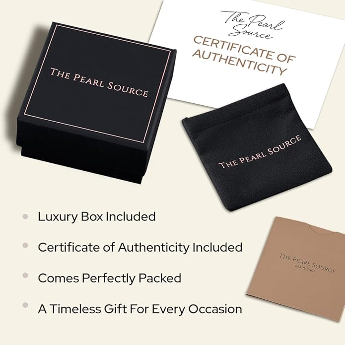 The Pearl Source 14K Gold AAAA Quality White Freshwater Cultured Pearl Necklace for Women - Pearl Gifts for Christmas, Holidays and Anniversary